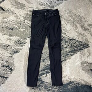 Prana Brenna Moto Pants Womens 6 Black Low Rise Dark Wash Skinny Leg Regular Fit